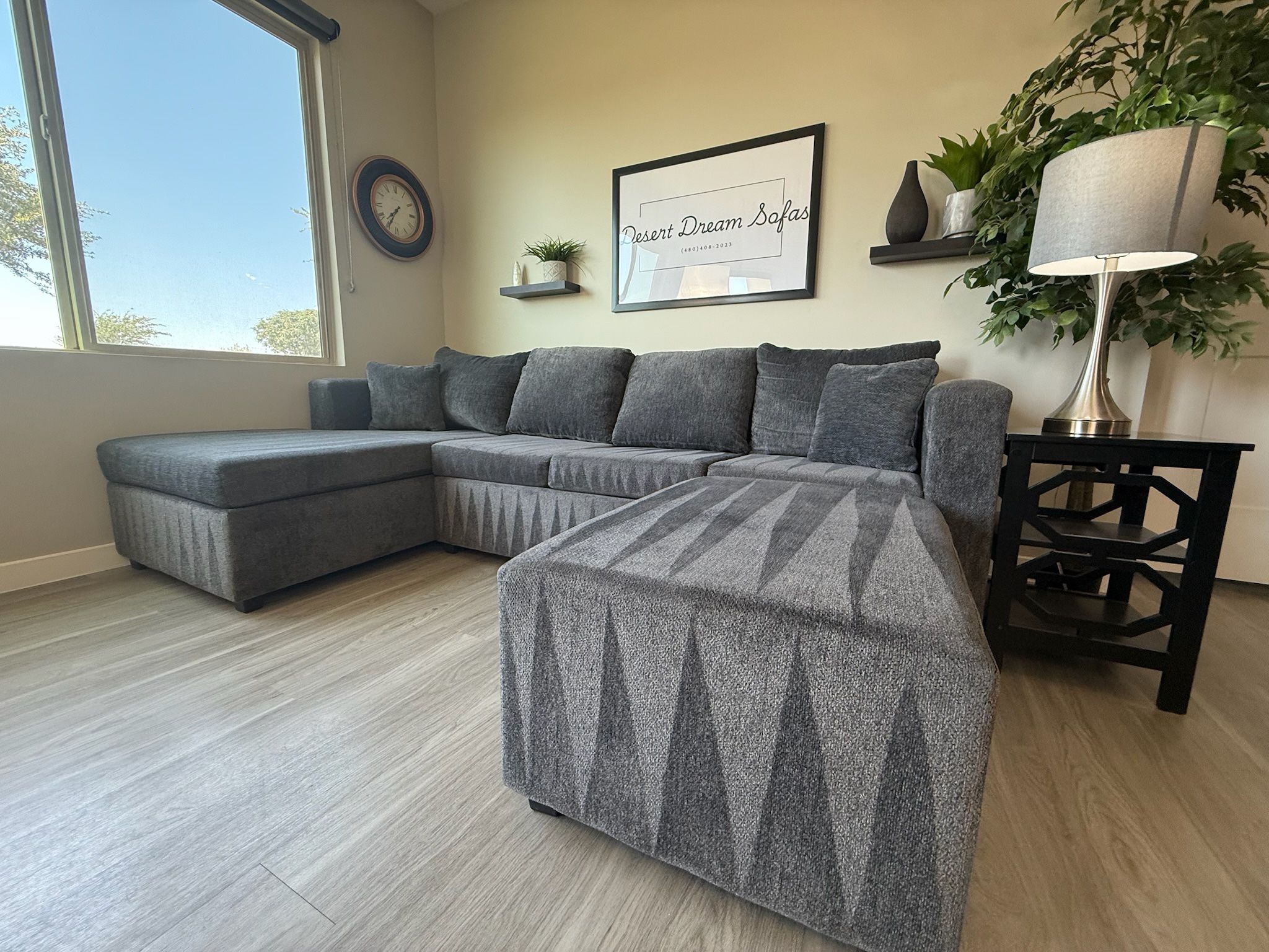 Ashley Homes Furniture Microfiber Two Piece Sectional with Ottoman