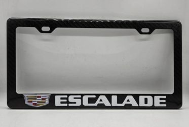 BRAND NEW ESCALADE 100% Real Carbon Fiber License Plate Frame Tag Cover Original 3K