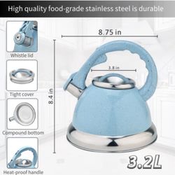 Sky Blue ARC 3.2 Quarts Stainless Steel Whistling Stovetop Tea Kettle  High quality}: This tea kettle is made of professional anti-rust coating and st