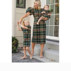 Ivy City 3x Puff Sleeve Plaid Tartan Dress