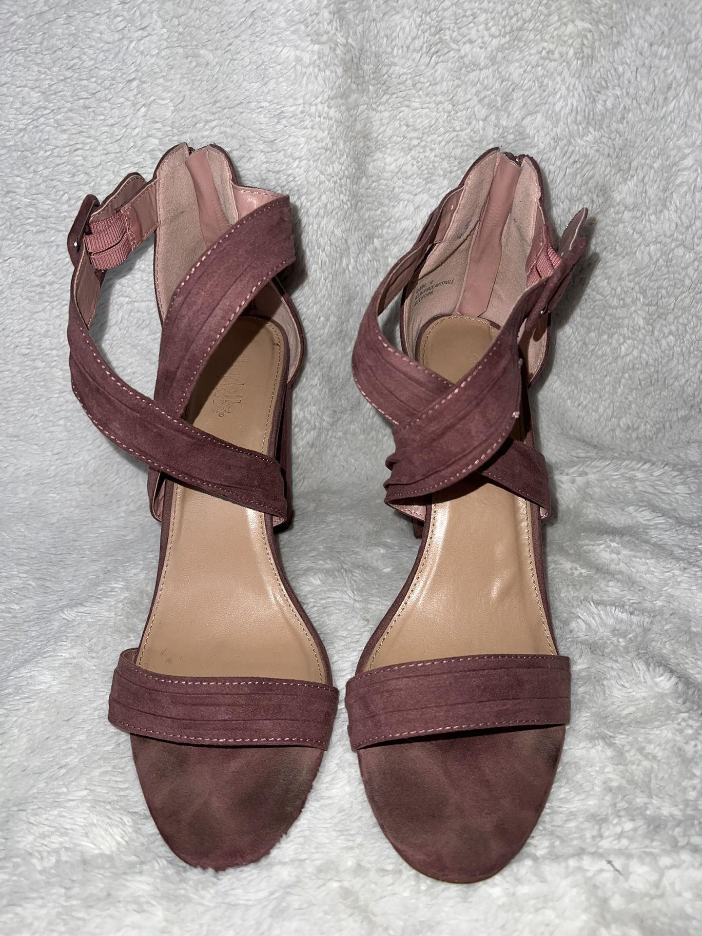Suede Open Toe Heels