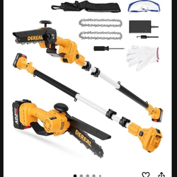 New 2-in-1 Cordless Pole Saw, Brushless Mini Chainsaw with Pole, 20V 4.0Ah Battery Powered Pole Saws for Tree Trimming, 8" Cutting Power Small Pole Sa