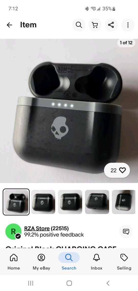 Original Black CHARGING CASE ONLY for Skullcandy Indy EVO Wireless Earbuds S2IVW