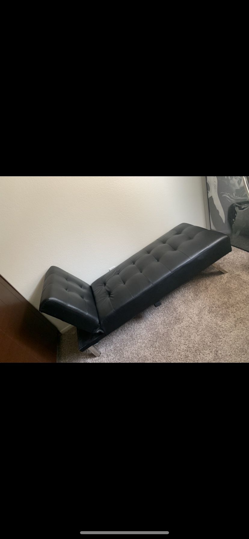 Black leather lounge chair futon
