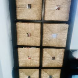 IKEA KALLAX 2x4 Shelf - Black-Brown with Mesh Inserts