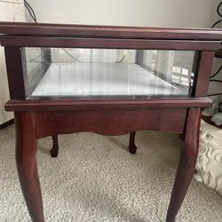 CHERRY SOLID WOOD AND GLASS END TABLES SET OF TWO FOR $100