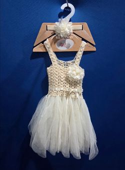 My First Dress Up Crochet Tulle Dress 2 Pc Set ~ SIZE 0-6M
