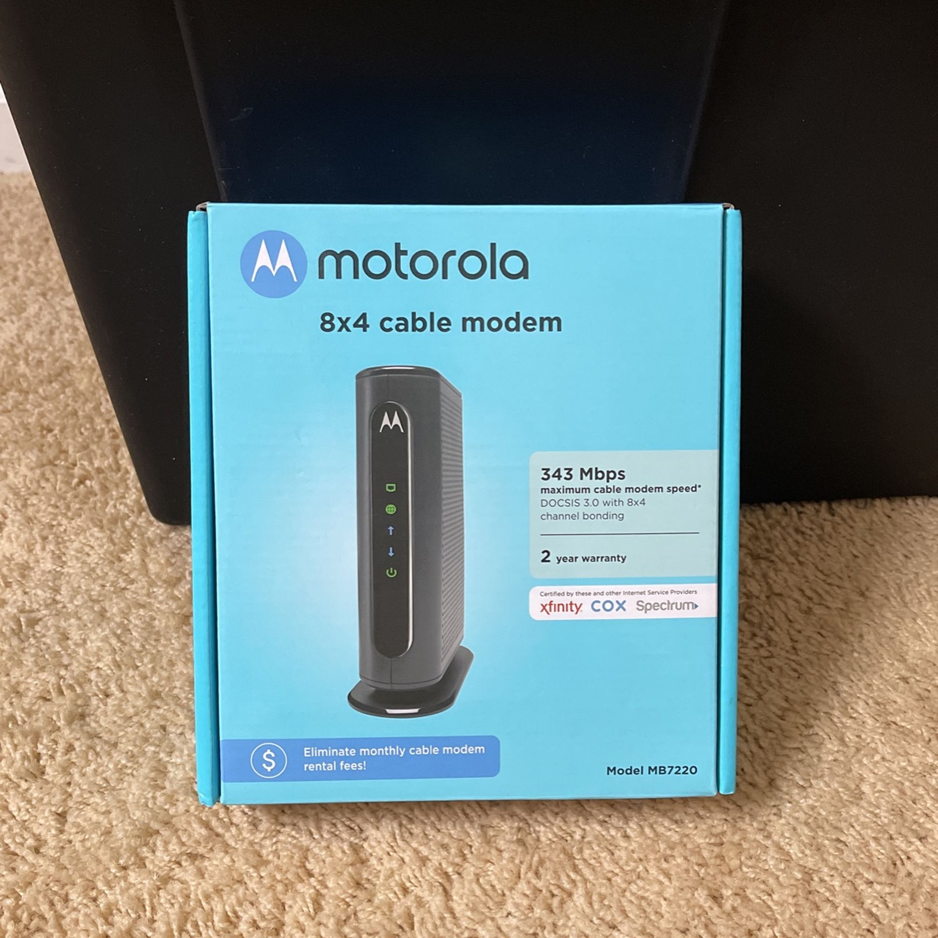 MOTOROLA MB7220 8x4 Modem 343 Mbps DOCSIS 3.0 for Comcast XFINITY Cox Spectrum