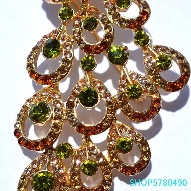 Fashion Jewelry Rhinestone Peacock Brooch Multi Color Women Elegant Pin Ladies Corsage Party Dress Garments Holiday Ornaments Message me if you are i