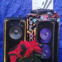 SUBWOOFER  speaker Bluetooth BOCINA RECHARGEABLE     
🎤🎤🎤  🚥    3. Microphones       🎤KARAOKE     FM RADIO.      LED LIGHTS 🚥.   
USB   SD.  Mem