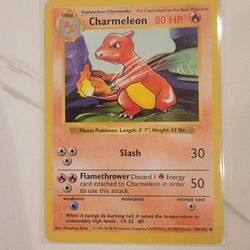 Shadowless Charmeleon 24/102 Base Set Rare Vintage 1999 Pokemon Card - LP