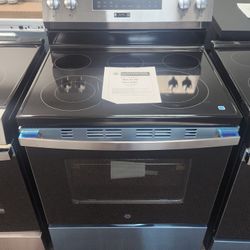 30 in. 5 Burner Element Smart Free- Standing Electric Range in Stainless w/EasyWash Oven Tray & No-Preheat Air Fry