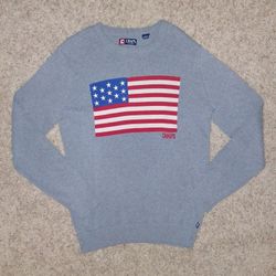 Chaps Ralph Lauren American Flag Sweatshirt Size Medium Grey