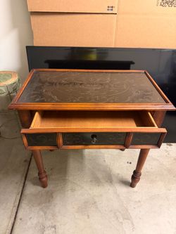 Vintage Wooden Side Table with Drawer