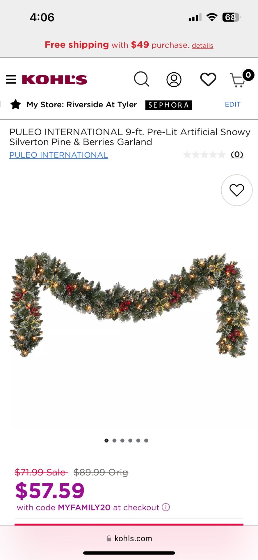 9-ft. Pre-Lit Glitter Bristle, Pinecones & Berry Crestwood Spruce Christmas Garland