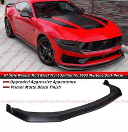 24-26 Ford Mustang Dark Horse GT Style Matte Black Front Bumper Lip