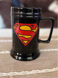 🦸 Superman Ceramic Beer Stein / Tankard – Six Flags DC Comics Collectible – Large 20 oz (Approx.)