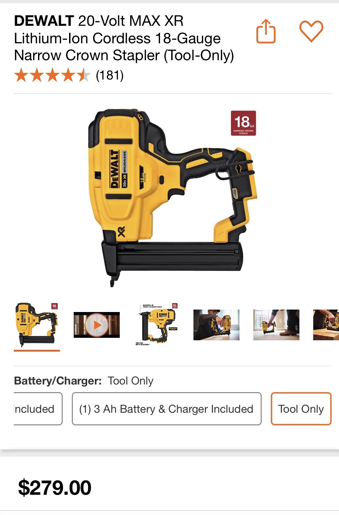 DEWALT 18G Floor Stapler/finish Nailer
