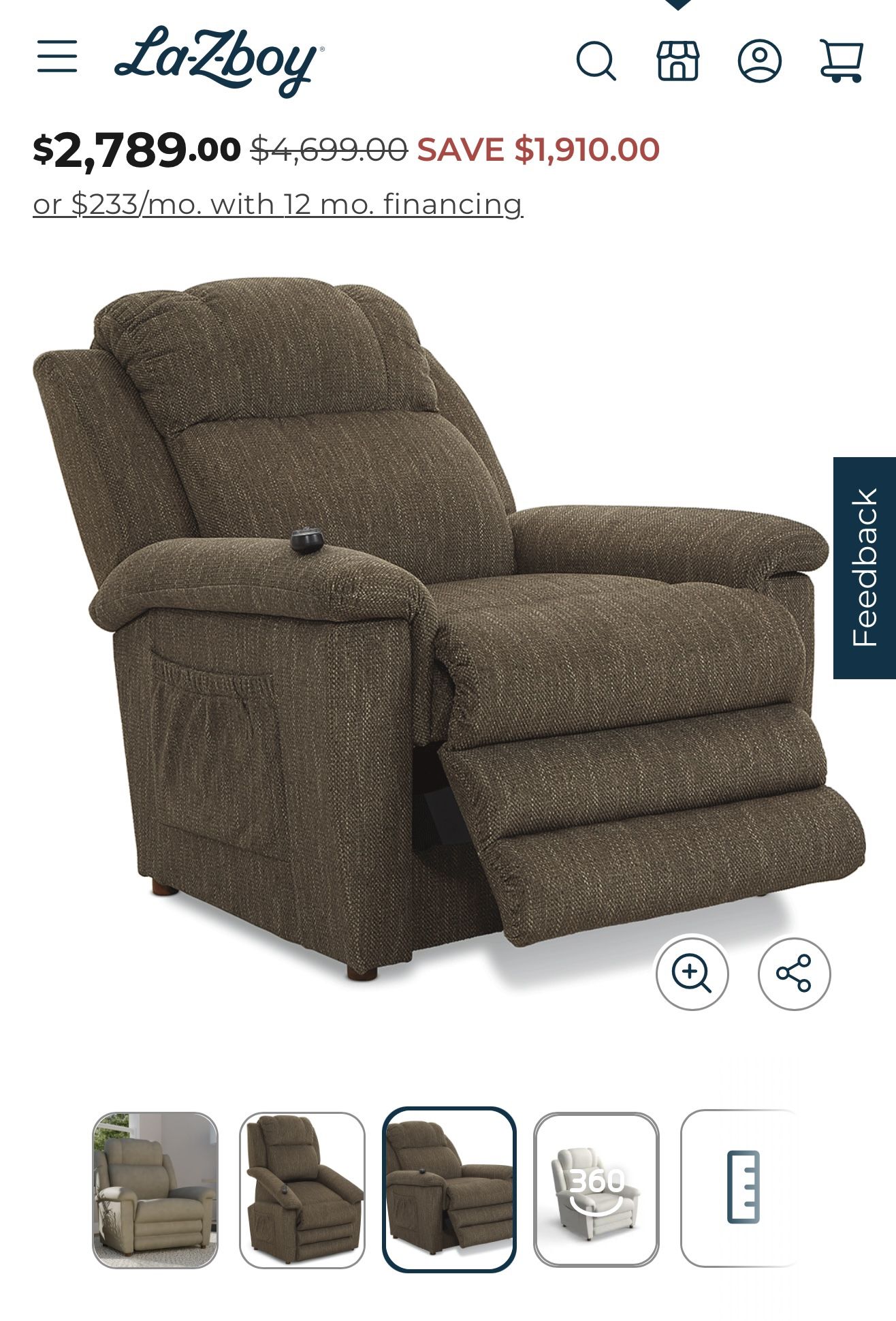 La-Z-Boy, Clayton Gold Power Lift Recliner with Message & Heat