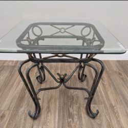 Coffee Table And 2 End Tables Glass And Iron 