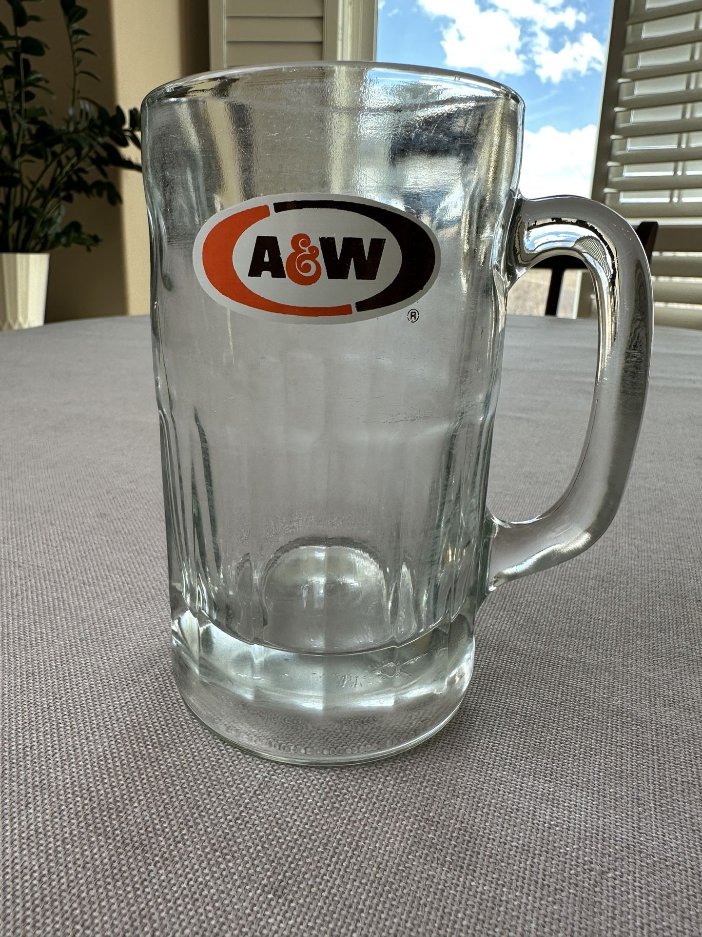 1970’s Vintage A&W Root Beer Soda Mug 6'' Tall Dimple Sides Heavy Glass Barware