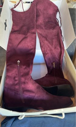 MARC FISHER BOOTS - DARK RED FABRIC - 8M