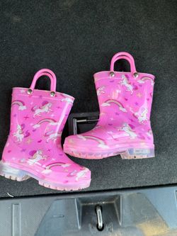 Kids Pink Unicorn Rain Light-Up Soles
