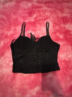 Little black lace up top