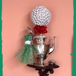 Nickel Silver Coffee Pot w/Topiary