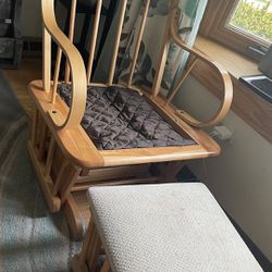 Wood Rocking Chair With Ottomans ( Need cushion ) Please Check More Pictures 
