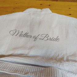 White Waffle Robe Large Size With Back Embroidery