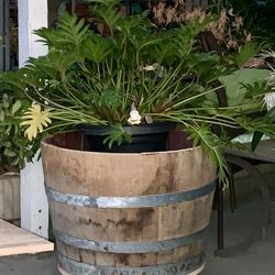 Half Wine Barrel On Wheels