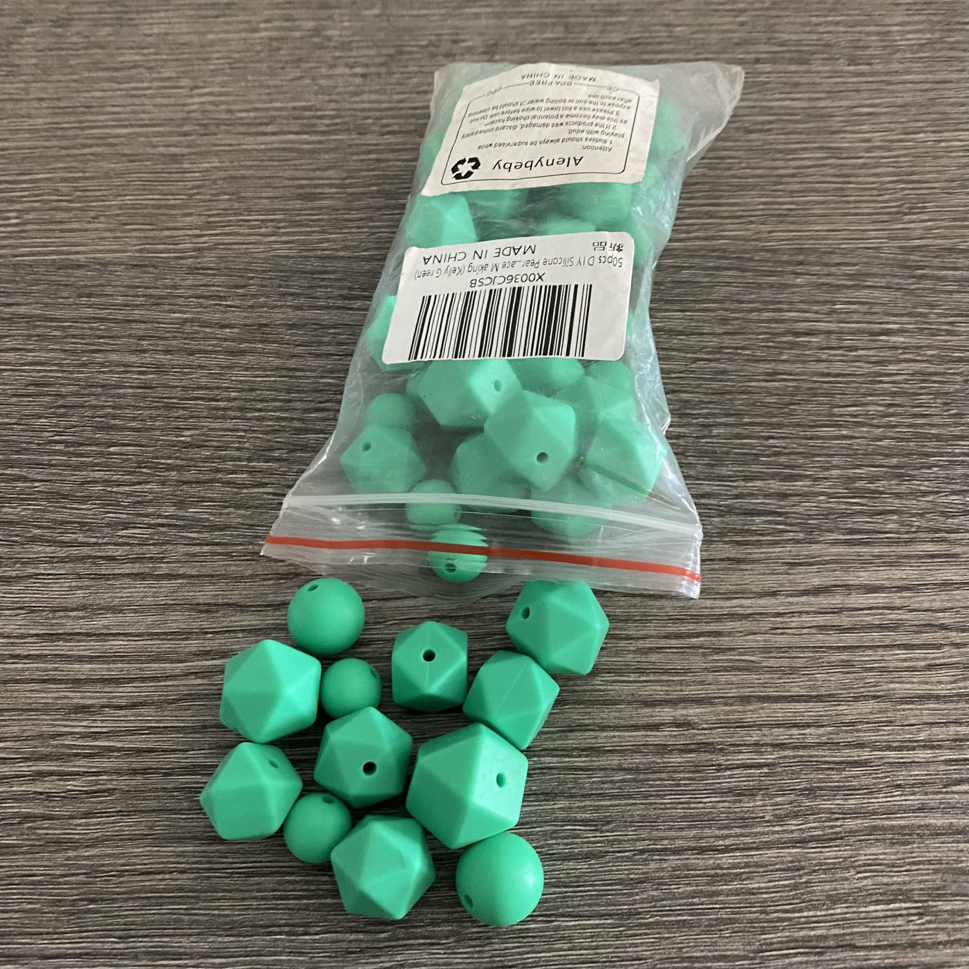 Silicone Beads different shapes and sizes 50 pcs