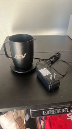 Ember Smart Mug Black with ACV Auctions Logo and Charging Base