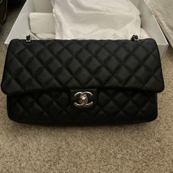Chanel Caviar Black Leather Flap Bag
