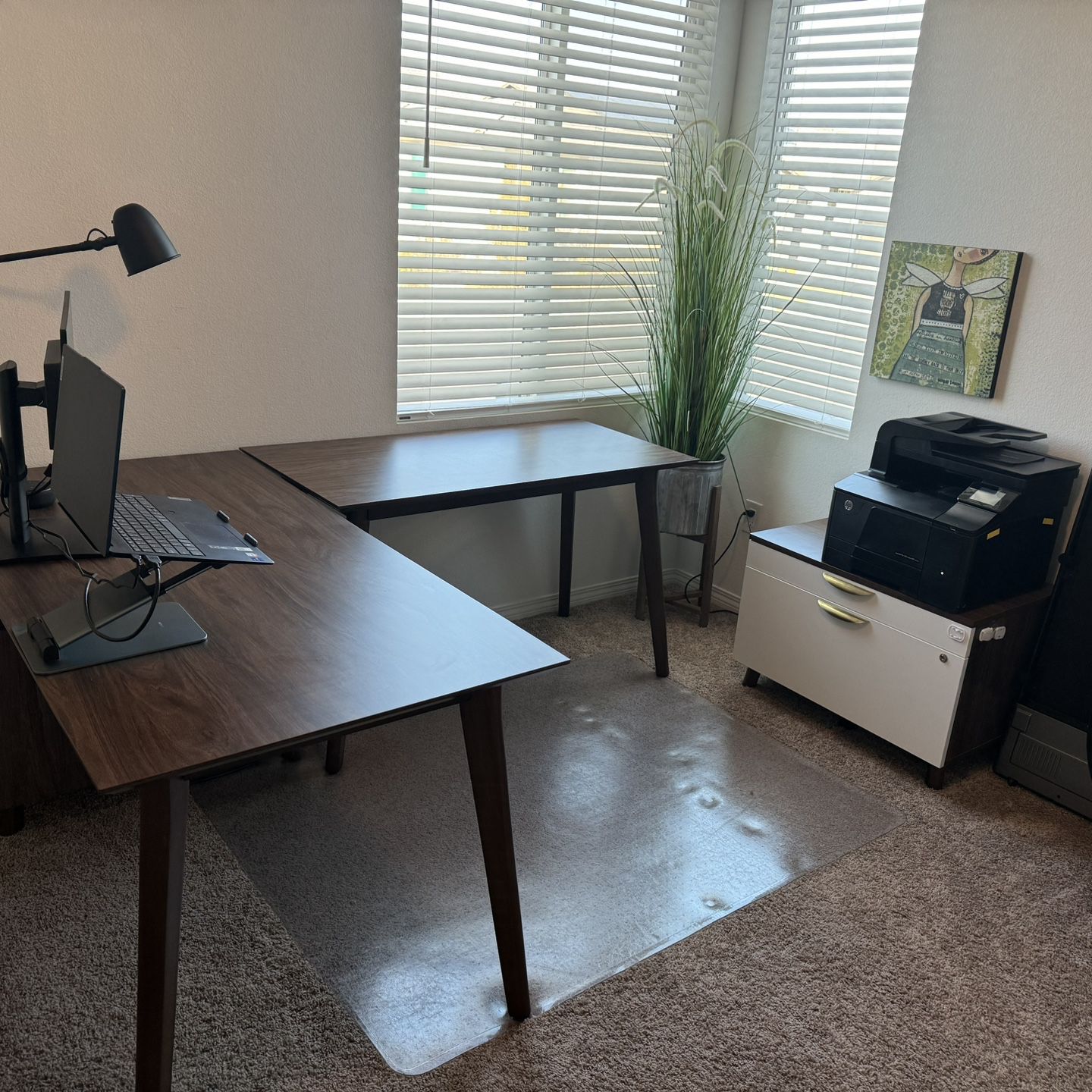 Desk Set Up W/file Cabinet & Chair