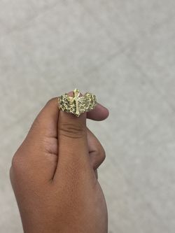 Yellow Gold Small Triple Cross Nugget Ring