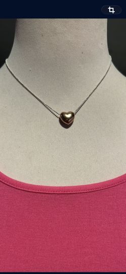 Vintage Dyadema 925 Italy Sterling Silver Puffy Heart 16" + 2" Signed