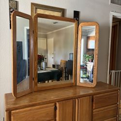 Wooden Dresser With Mirror 