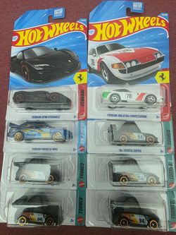 Hot Wheels JDM & Exotic Die-Cast Lot of 8 - Ferraris, Subaru WRX, Tooned Supras
