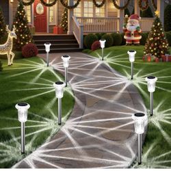 Eyrosa Solar Lights Outdoor, 15 Pack Waterproof Stainless Steel Solar Stake Lights for Pathway Garden Yard Path Walkway Driveway Lawn Patio Outside De