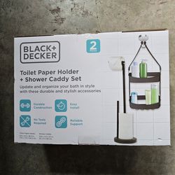 Black And Decker Shower Caddy Holder And Toilet Roll Holder