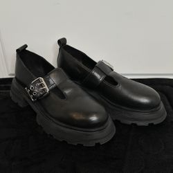 Nasty Gal, Chunky Hollywood Mary Jane Shoes, Black, Leather, Size 7