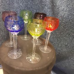 6 8 1/4" Vintage Bohemian Color To Cut Grape And Star Of David Pattern. "Very Rare" 