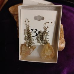 Stone Cluster, Glitzy Dangle Earrings.