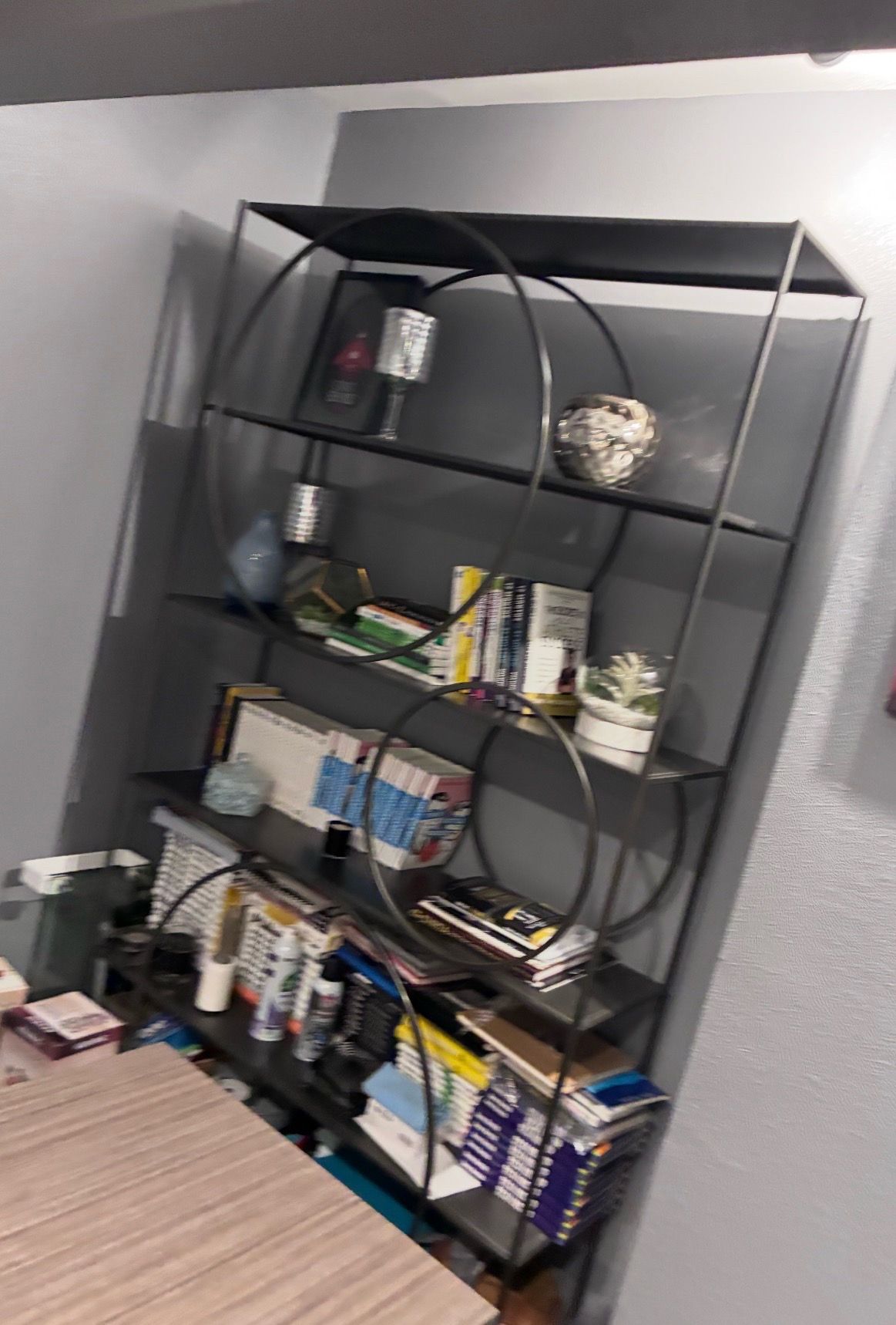 Black metal bookcase