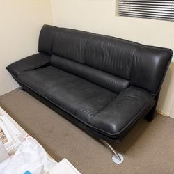 Black Leather Sofa. Made In Italy. 