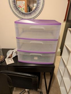 Purple Wide 4 Drawer Plastic Storage Cart