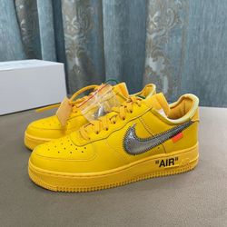 OFF-WHITE x Nike Air Force 1 "Lemonade" Co-Branded Model Trendy Low-Top Boardshorts Men's And Women's Yellow 
