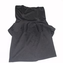 Black Strapless Peplum Top